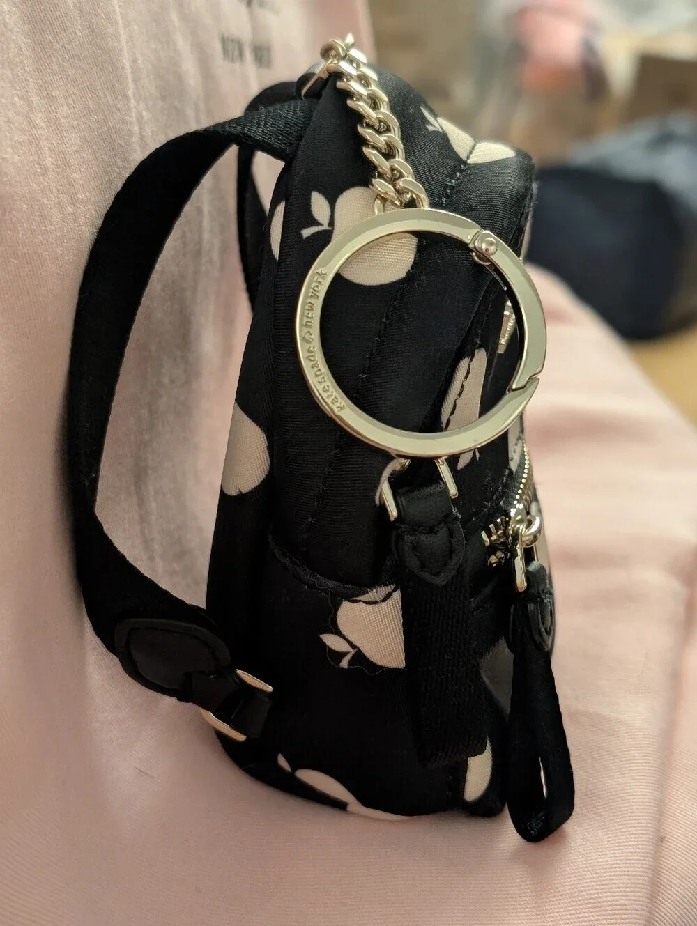 Kate Spade Set ♠️ Apple Print Chelsea Medium Black Backpack & micro Bag Charm